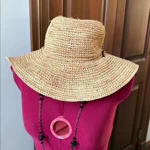 Scala   Straw hat  floppy hat  beach hat  handmade  adjustable/chin rope Natural